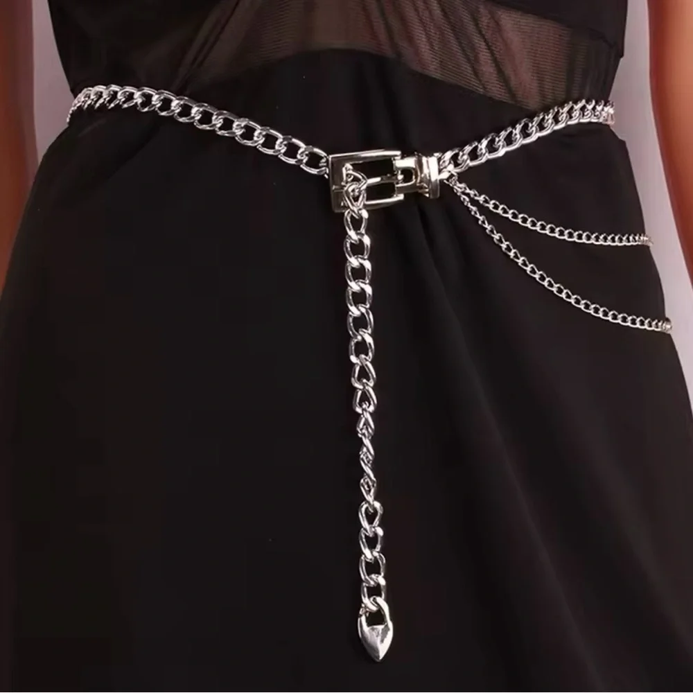 Multi Layer Chain Belts for Women Waistbands Long Tassel Waist Chain 41”